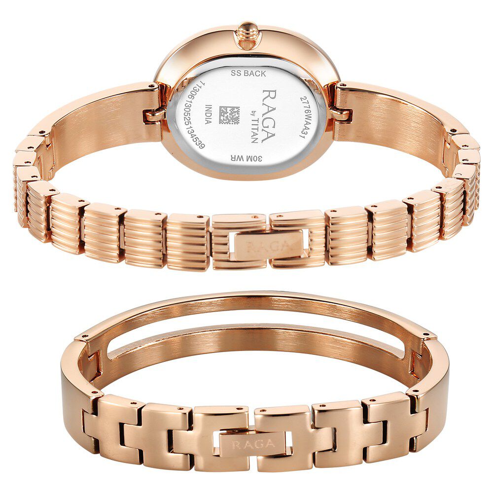 Titan Raga Contempore Quartz Analog Rose Gold Mother Of Pearl Dial Metal Strap Watch For Women - NU2776WM01F