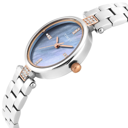 Timex Oval 23mm Aqua Dial Analog Women Watch - TWEL27201