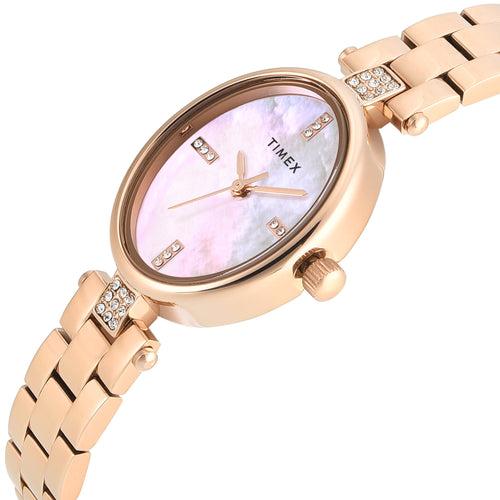 Timex Oval 23mm White Dial Analog Women Watch - TWEL27200