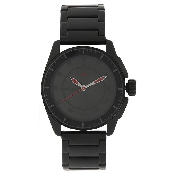 Fastrack 3089NM01 Analog Quartz Men Watch – Black Dial, Black Stainless Steel Strap, 50 m Water Resistance NR3089NM01