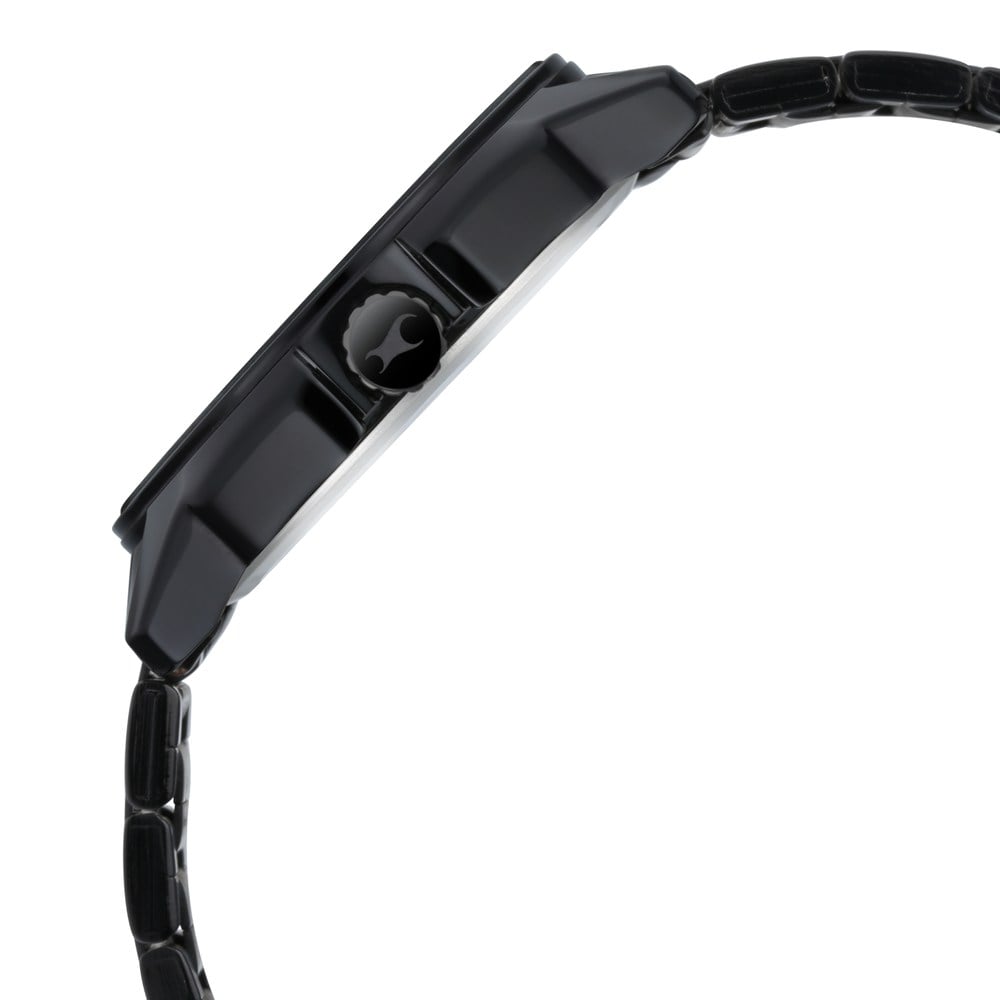 Fastrack Wear Your Look Quartz Analog Black Dial Metal Strap Watch for Guys NS3089NM03