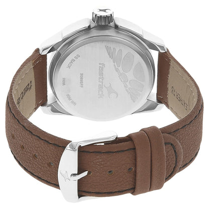 Fastrack Quartz Analog Black Dial Leather Strap Watch for Guys NS3089SL05