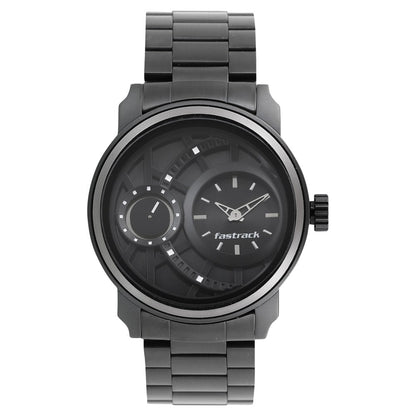 Fastrack Quartz Analog Black Dial Stainless Steel Strap Watch for Guys NT3147KM01