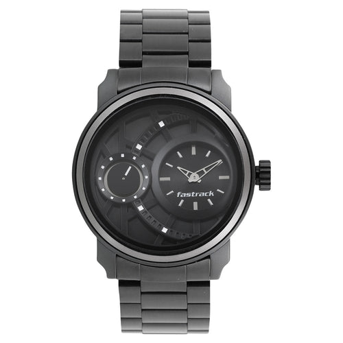 Fastrack Quartz Analog Black Dial Stainless Steel Strap Watch for Guys NT3147KM01