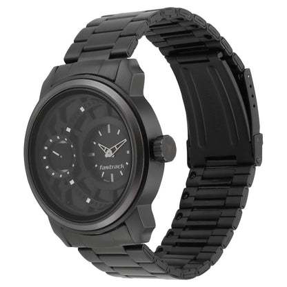 Fastrack Quartz Analog Black Dial Stainless Steel Strap Watch for Guys NT3147KM01