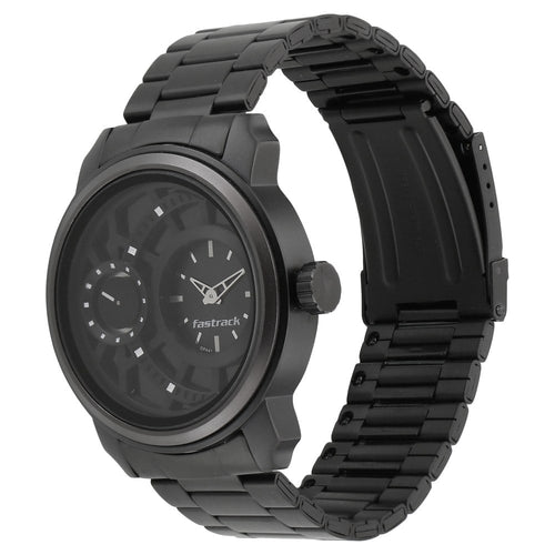 Fastrack Quartz Analog Black Dial Stainless Steel Strap Watch for Guys NT3147KM01