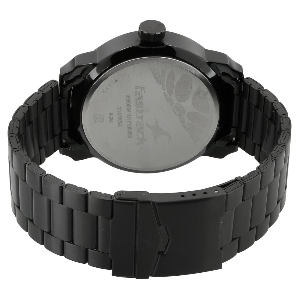 Fastrack Quartz Analog Black Dial Stainless Steel Strap Watch for Guys NT3147KM01