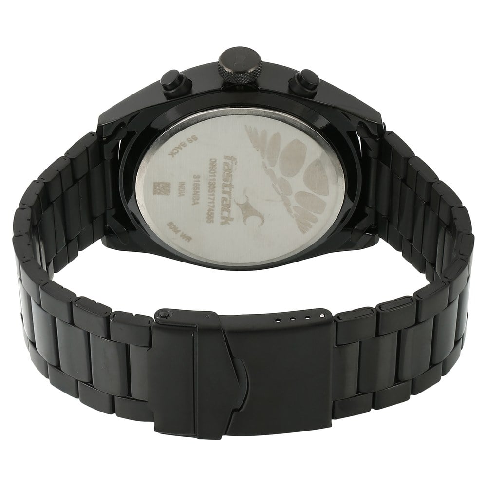 Fastrack All Nighters Quartz Multifunction Brown Dial Metal Strap Watch for Guys NU3165NM01