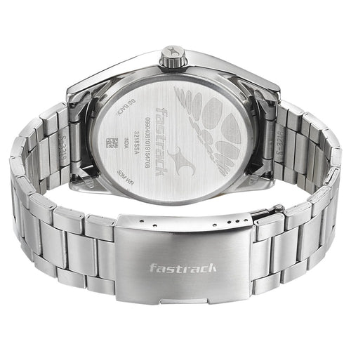 Fastrack Go Skate Quartz Analog with Date Black Dial Stainless Steel Strap Watch for Guys NR3218SM02