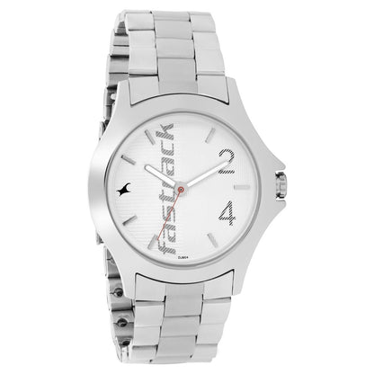 Fastrack Quartz Analog White Dial Stainless Steel Strap Watch for Guys NR3220SM01
