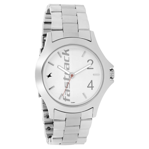 Fastrack Quartz Analog White Dial Stainless Steel Strap Watch for Guys NR3220SM01