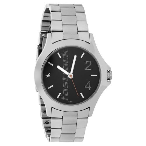 Fastrack Quartz Analog Black Dial Stainless Steel Strap Watch for Guys NU3220SM02