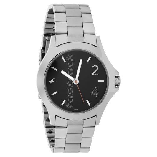 Fastrack Quartz Analog Black Dial Stainless Steel Strap Watch for Guys NU3220SM02