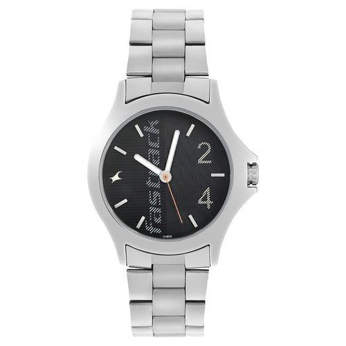 Fastrack Quartz Analog Black Dial Stainless Steel Strap Watch for Guys NU3220SM02