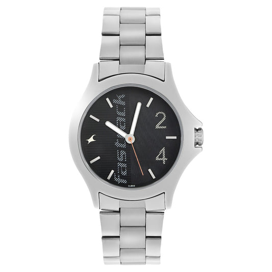 Fastrack Quartz Analog Black Dial Stainless Steel Strap Watch for Guys NU3220SM02