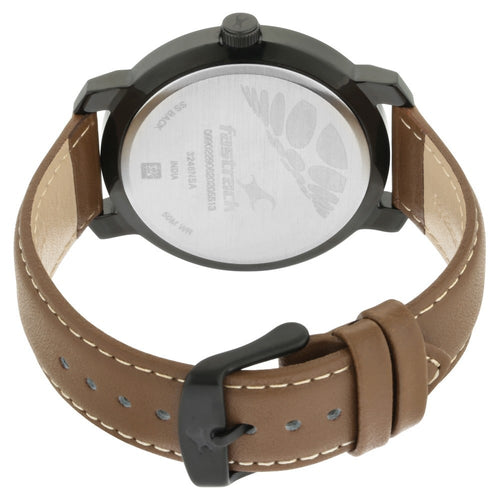 Fastrack Bare Basics Quartz Analog with Date Grey Dial Leather Strap Watch for Guys NT3246NL01