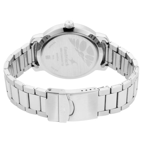 Fastrack Bare Basics Quartz Analog with Date Blue Dial Stainless Steel Strap Watch for Guys NT3246SM03