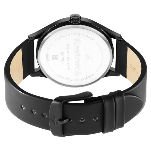 Fastrack Style Up Black Dial Leather Strap Watch for Guys NT3247NL01