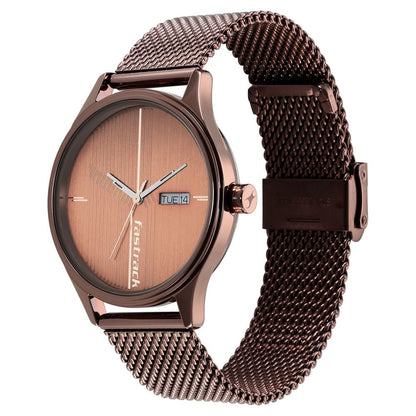 Fastrack Style Up Quartz Analog with Day and Date Brown Dial Stainless Steel Strap Watch for Guys NT3247QM02