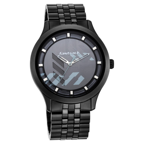 Fastrack Gamify Quartz Analog Grey Dial Metal Strap Watch for Guys NR3250NM01