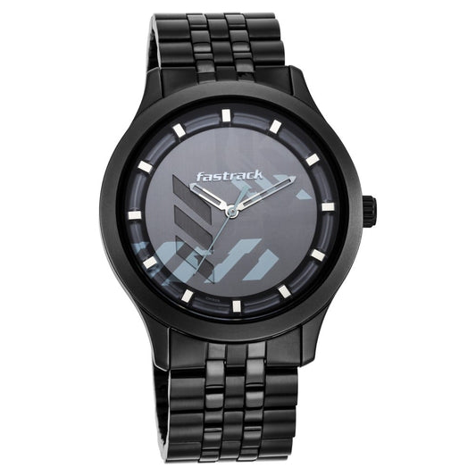 Fastrack Gamify Quartz Analog Grey Dial Metal Strap Watch for Guys NT3250NM01