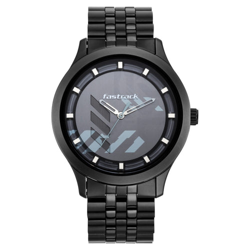 Fastrack Gamify Quartz Analog Grey Dial Metal Strap Watch for Guys NT3250NM01