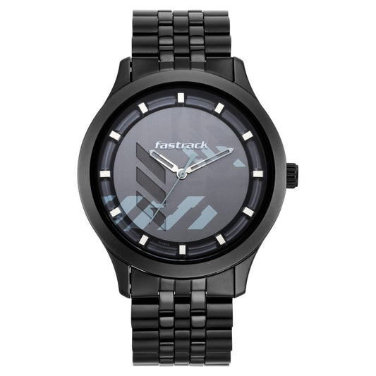 Fastrack Gamify Quartz Analog Grey Dial Metal Strap Watch for Guys NT3250NM01