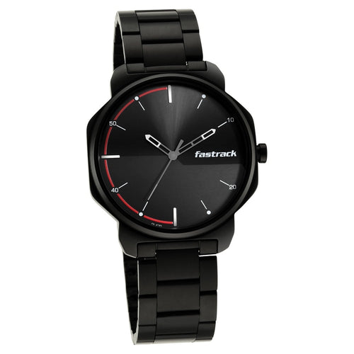 Fastrack Stunners Quartz Analog Black Dial Metal Strap Watch for Guys NT3254NM01