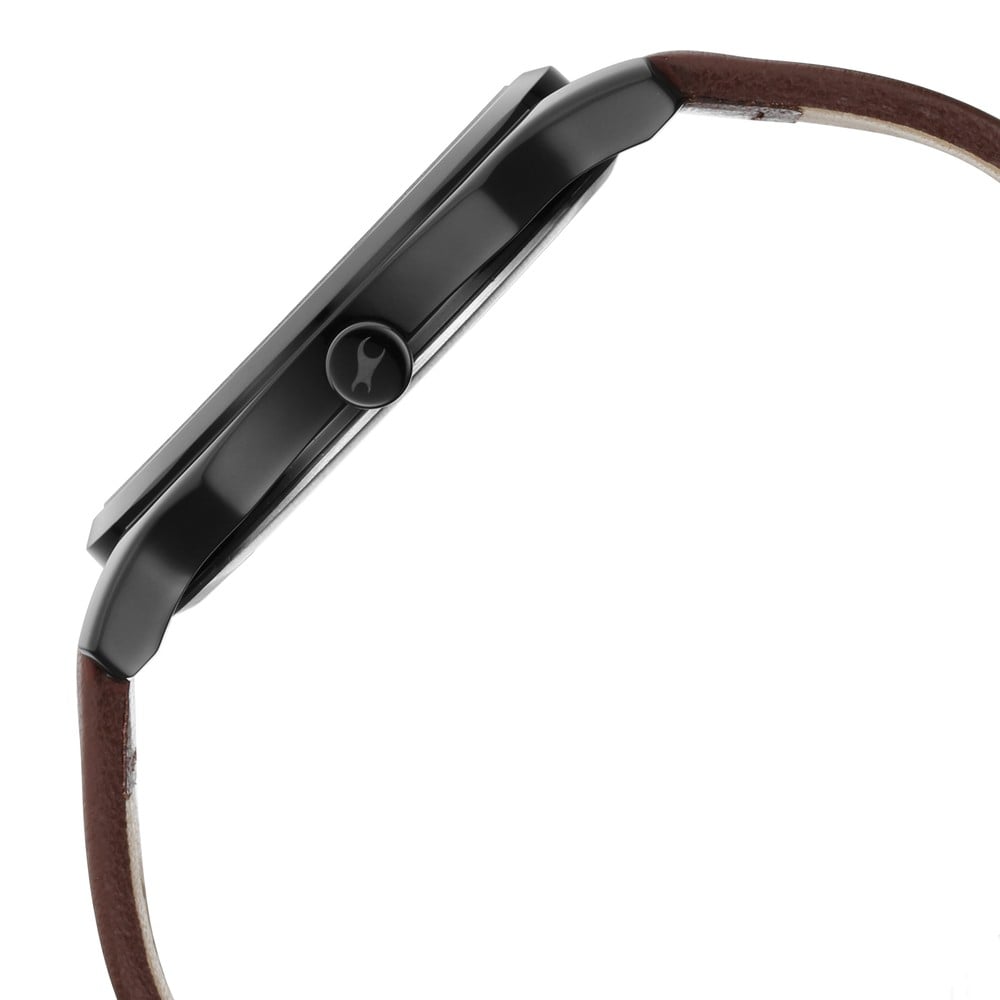Fastrack Stunners Quartz Analog Silver Dial Leather Strap Watch for Guys NR3255NL02