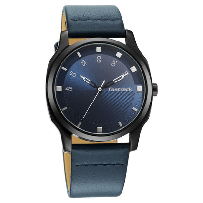Fastrack Stunners Quartz Analog Blue Dial Leather Strap Watch for Guys NT3255NL03