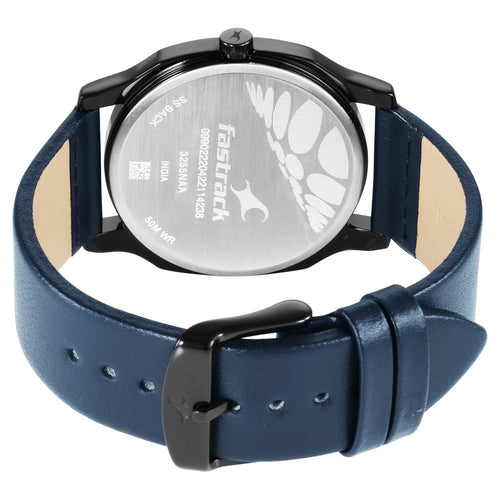 Fastrack Stunners Quartz Analog Blue Dial Leather Strap Watch for Guys NT3255NL03