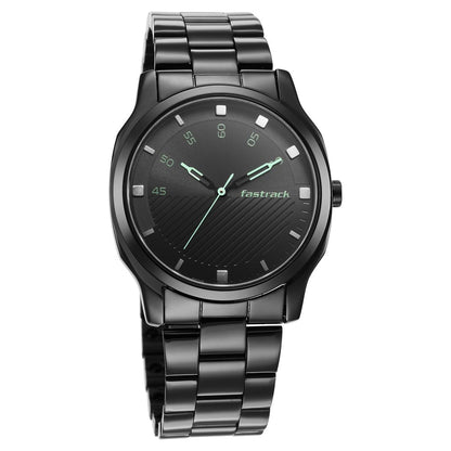 Fastrack Stunners Quartz Analog Black Dial Stainless Steel Strap Watch for Guys NT3255NM02