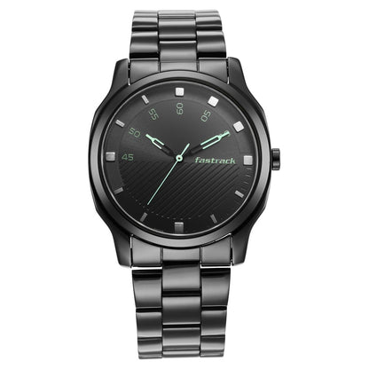 Fastrack Stunners Quartz Analog Black Dial Stainless Steel Strap Watch for Guys NT3255NM02