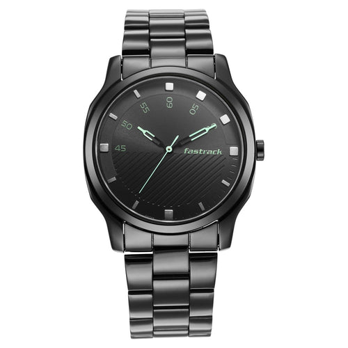 Fastrack Stunners Quartz Analog Black Dial Stainless Steel Strap Watch for Guys NT3255NM02