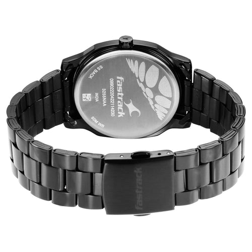 Fastrack Stunners Quartz Analog Black Dial Stainless Steel Strap Watch for Guys NU3255NM02