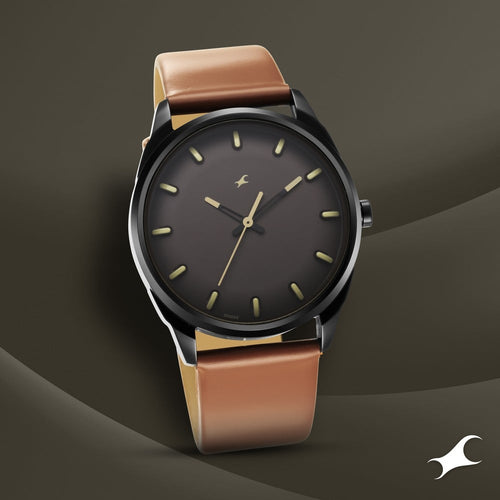 Fastrack After Dark Brown Dial Leather Strap Watch for Guys NT3273NL03