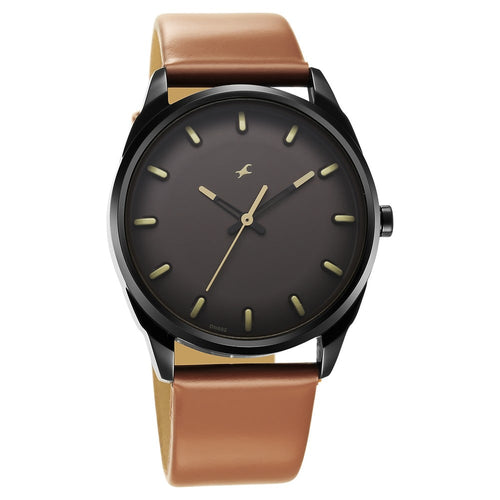 Fastrack After Dark Brown Dial Leather Strap Watch for Guys NT3273NL03