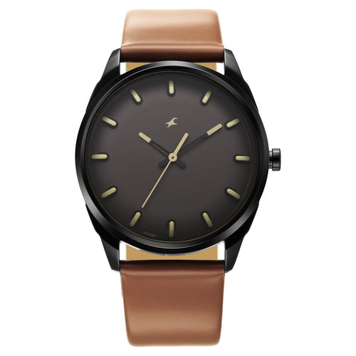 Fastrack After Dark Brown Dial Leather Strap Watch for Guys NT3273NL03