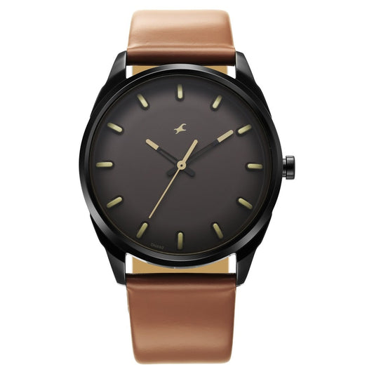 Fastrack After Dark Brown Dial Leather Strap Watch for Guys NT3273NL03