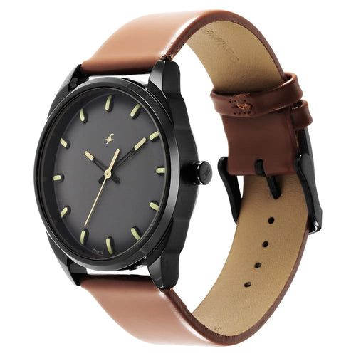 Fastrack After Dark Brown Dial Leather Strap Watch for Guys NT3273NL03
