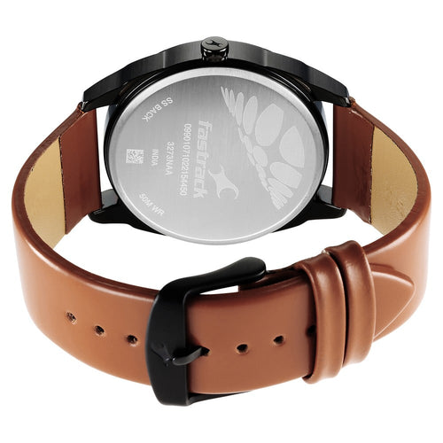 Fastrack After Dark Brown Dial Leather Strap Watch for Guys NT3273NL03