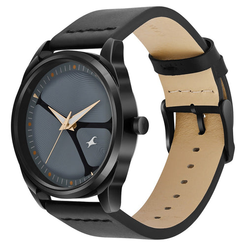 Fastrack MetaWe Quartz Analog Grey Dial Leather Strap Watch For Guys 3273NL04
