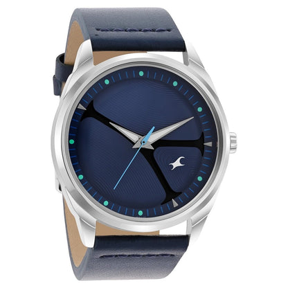 Fastrack MetaWe Quartz Analog Blue Dial Leather Strap Watch For Guys NT3273SL03
