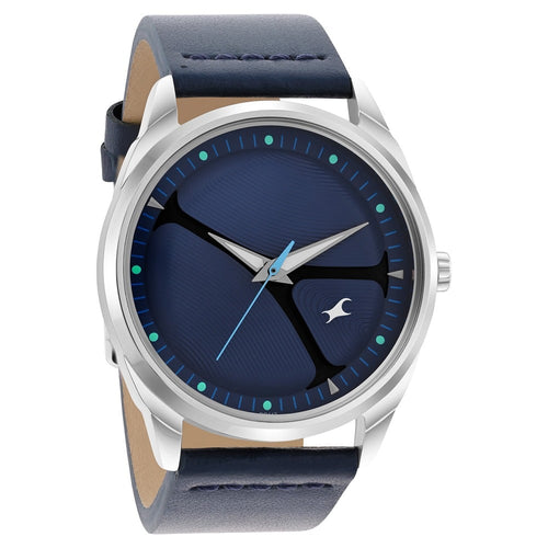 Fastrack MetaWe Quartz Analog Blue Dial Leather Strap Watch For Guys NT3273SL03