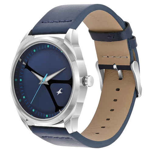 Fastrack MetaWe Quartz Analog Blue Dial Leather Strap Watch For Guys NT3273SL03