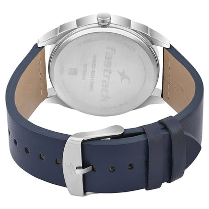 Fastrack MetaWe Quartz Analog Blue Dial Leather Strap Watch For Guys NT3273SL03
