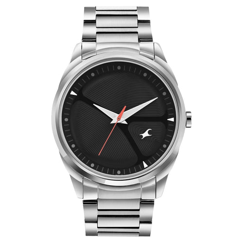 Fastrack MetaWe Quartz Analog Black Dial Stainless Steel Strap Watch For Guys NT3273SM02