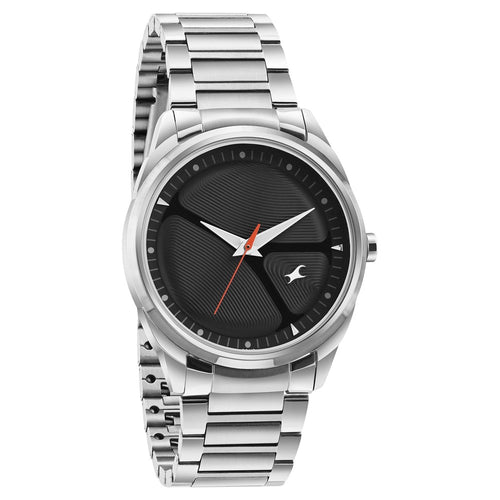 Fastrack MetaWe Quartz Analog Black Dial Stainless Steel Strap Watch For Guys NT3273SM02