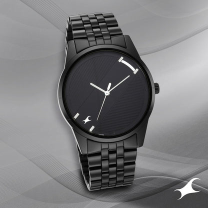 Fastrack Stunners Quartz Analog Black Dial Metal Strap Watch for Guys NT3277NM01
