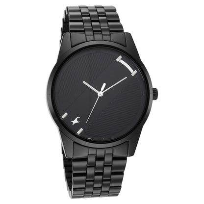 Fastrack Stunners Quartz Analog Black Dial Metal Strap Watch for Guys NT3277NM01